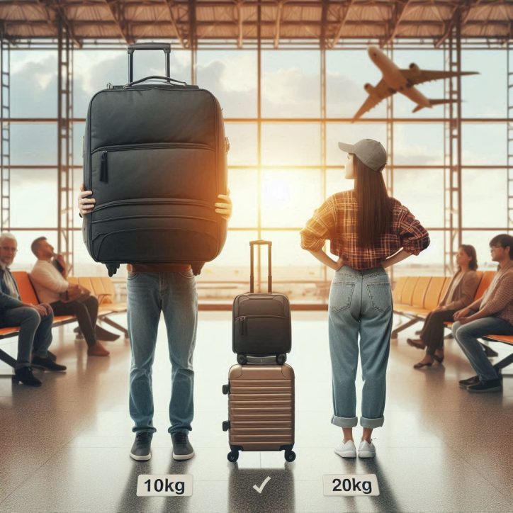 10kg cabin bag and a 20kg checked suitcase